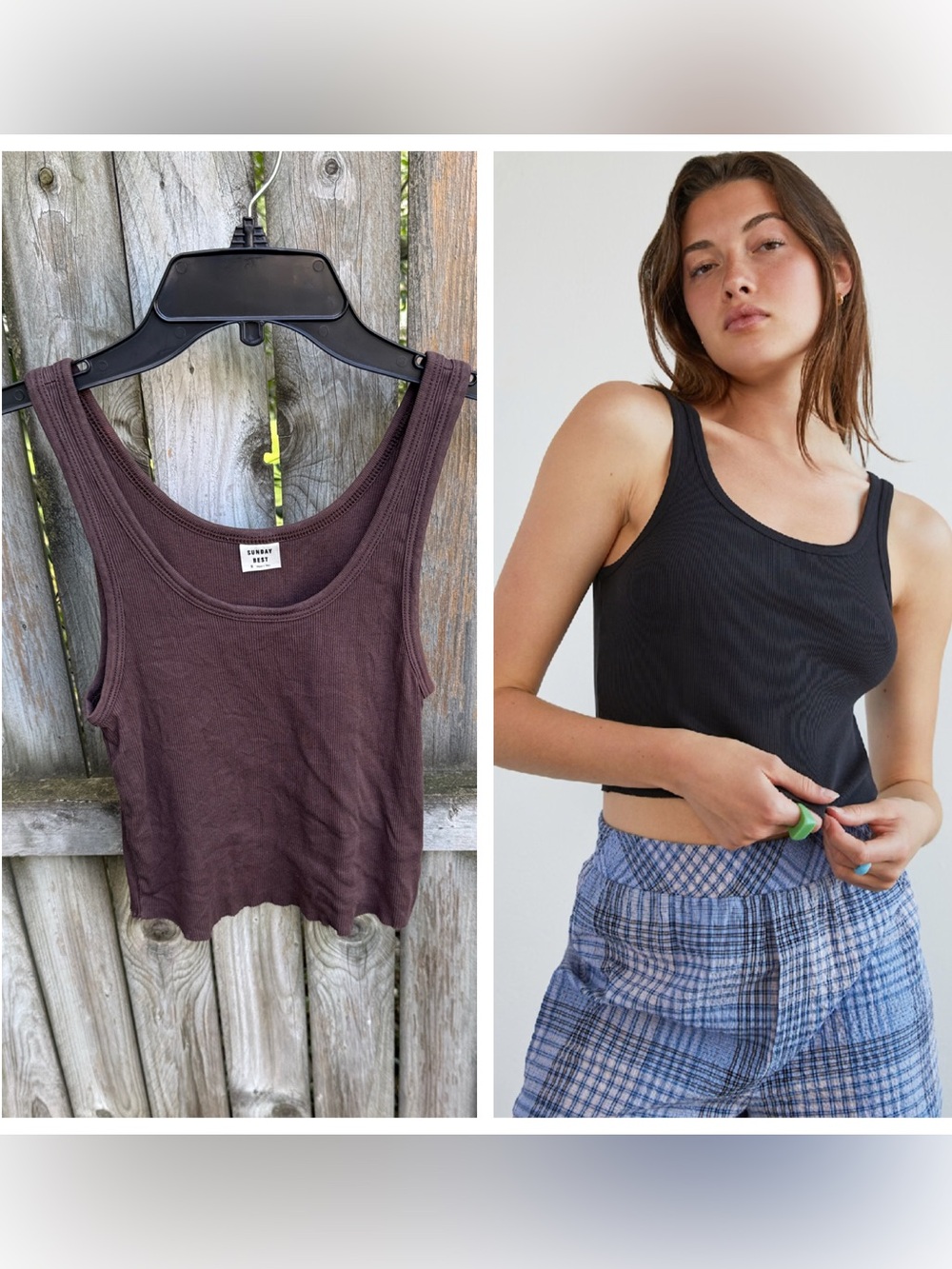 Aritzia Sunday Best Carey Cropped Tank Pima cotton ribbed stretchy 78298 4 6 S